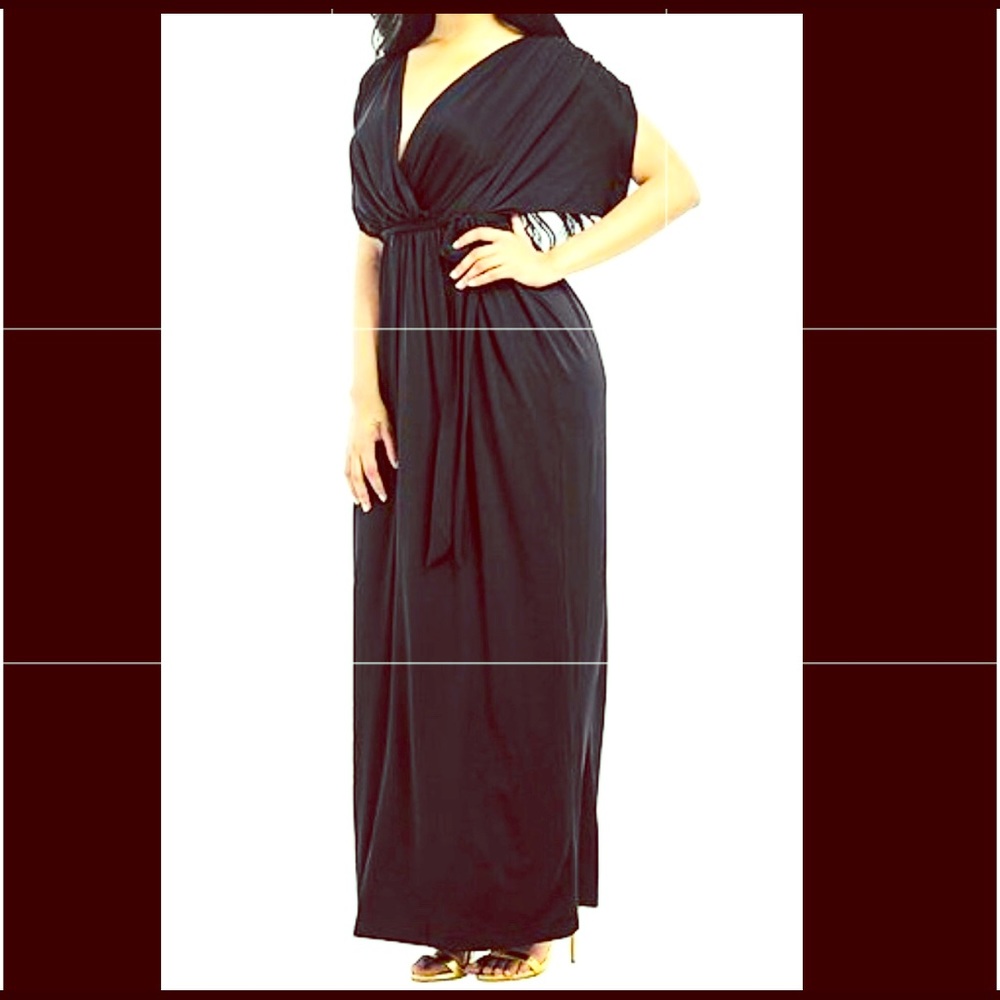 🆕Fèe et Rit black Tie-Waist Maxi long dress PlusM